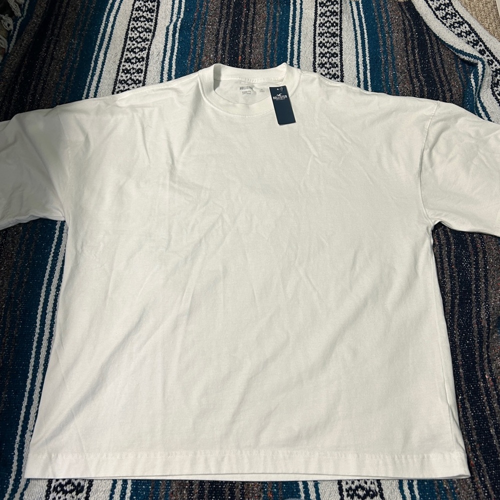 NWT hollister men’s baggy fit tee shirt xl white y2k